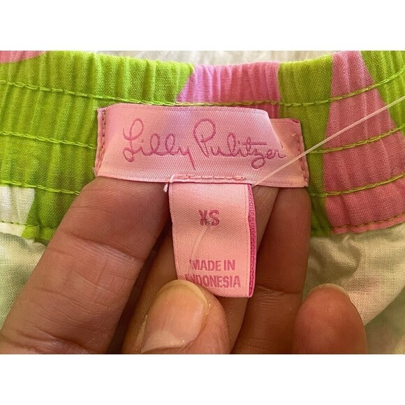 Lilly Pulitzer Women’s Size XS Lime Pink Print Pleated Skirt Elastic Waist - Picture 5 of 11